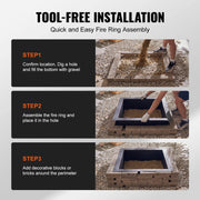 Fire Pit - Vuurplaats - Vuurschaal Buiten - Vuurkuil Buiten - Vuurschaal- Tuinhaard - vuurkorf - 30x30 in Binnendiameter 10inch - voor Buiten Kamperen Vreugdevuren