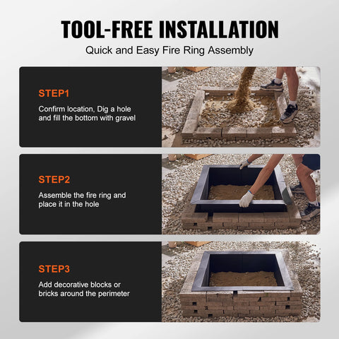 Fire Pit - Vuurplaats - Vuurschaal Buiten - Vuurkuil Buiten - Vuurschaal- Tuinhaard - vuurkorf - 30x30 in Binnendiameter 10inch - voor Buiten Kamperen Vreugdevuren