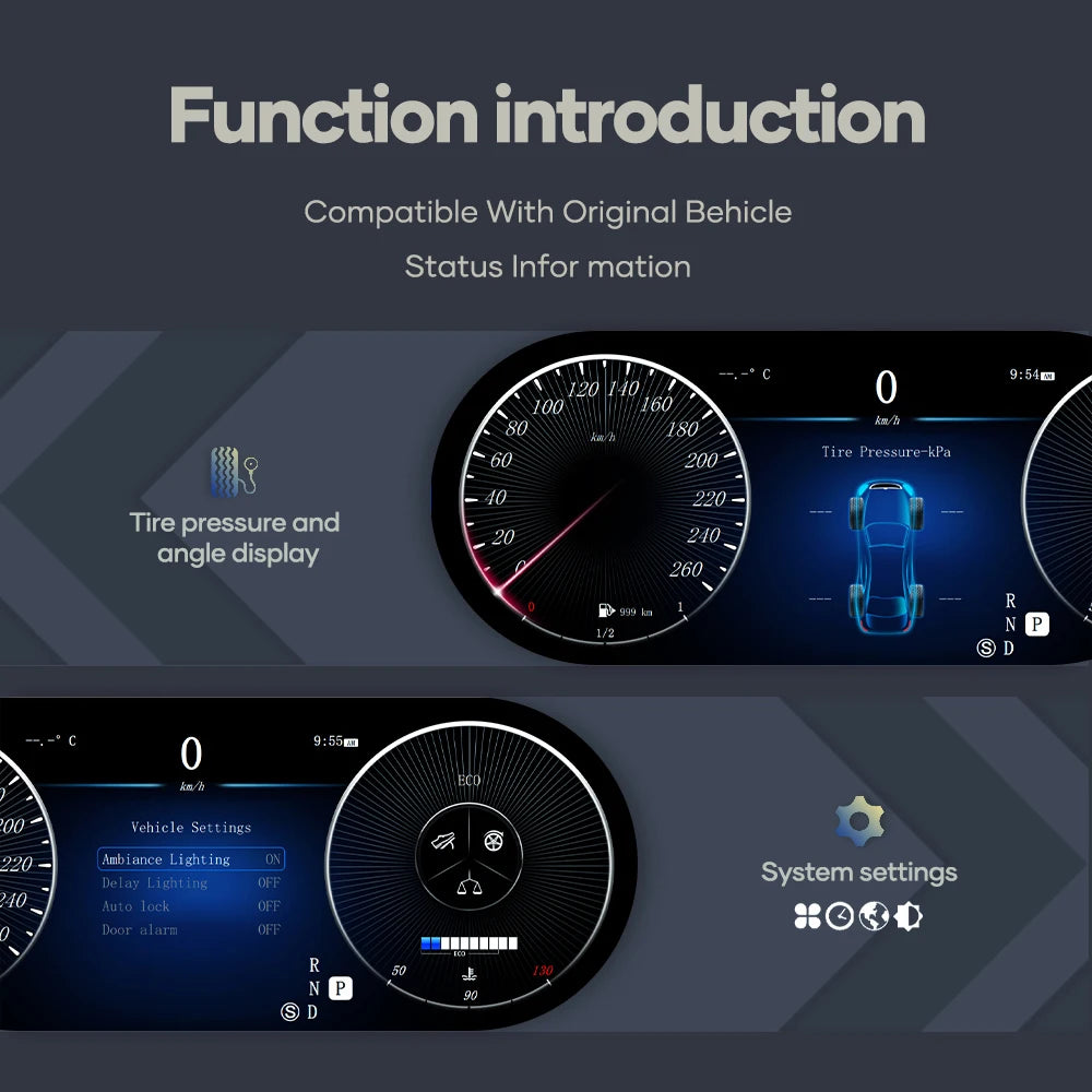 Digitale Dashboard Cluster – Digitaal Instrumentenpaneel – Virtuele Cockpit – LCD Display – Auto Dashboard Upgrade – 12,3 Inch HD Scherm – Plug & Play Installatie – Blauwe Licht Anti-Glare Technologie – Geschikt Voor BMW E60