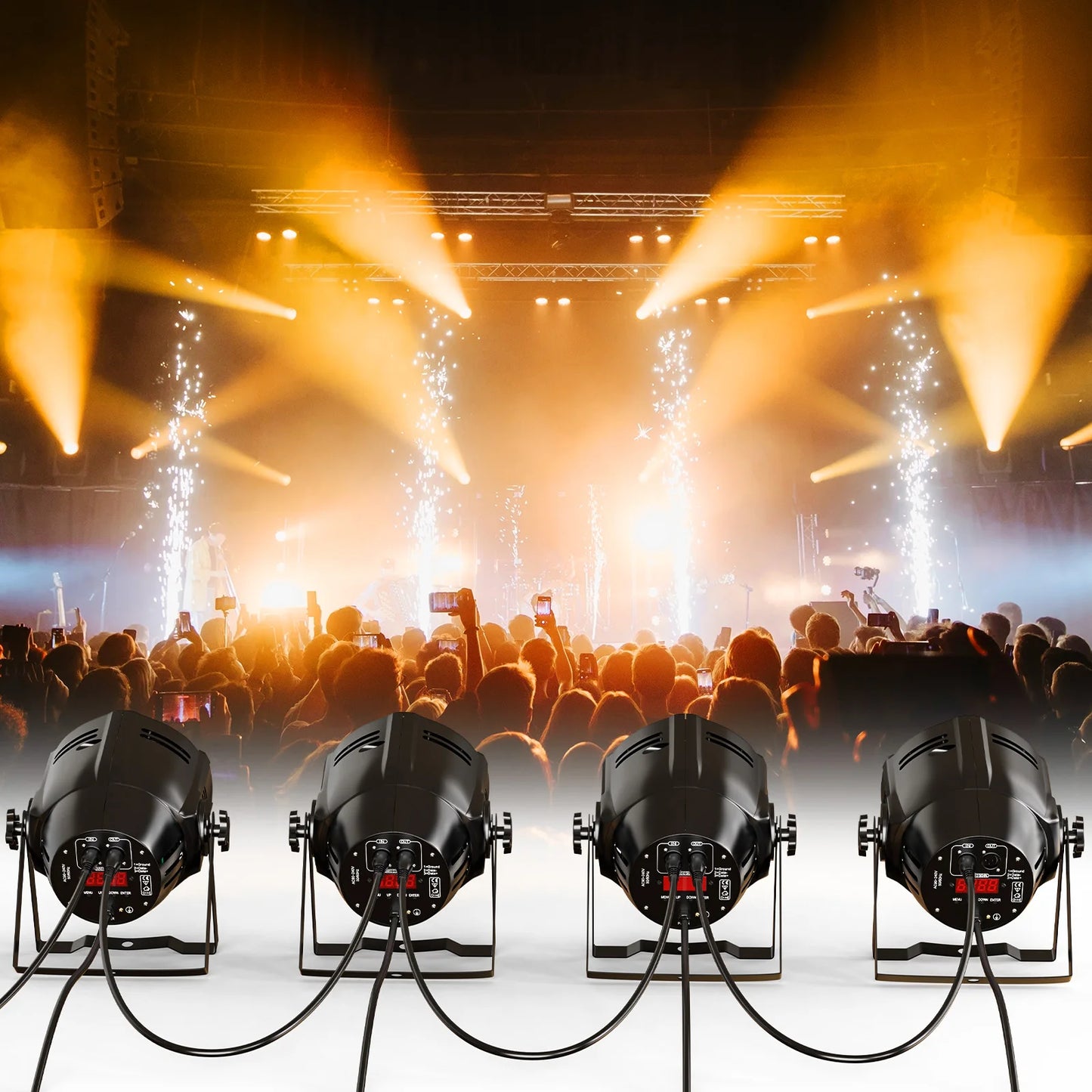 COB Par Lights – LED Stage Verlichting – DJ Spots – Feestverlichting – Kerklampen – 4-delige Set EU Plug – Instelbare Kleurtemperatuur – 100W Power