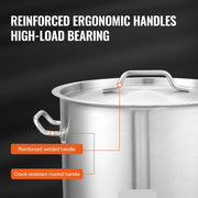Kookgerei - Geschikt voor inductie - Antiaanbaklaag - Roestvrij Staal - 42L - Kookgerei Kookpot - Commerciële Kookpot - Grote Soeppan - Kookgerei Sauspot met Zeefdeksel - Zilver