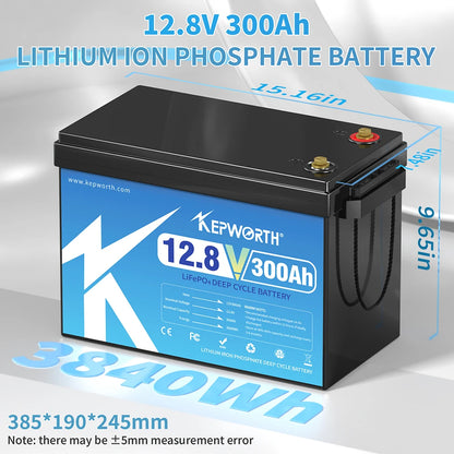 12V 300Ah LiFePO4 Accu – Deep Cycle Accu – Lithium Batterij – Energieopslag Accu – Zonne-energie Accu – Geïntegreerd BMS – Lange Levensduur - QUORE