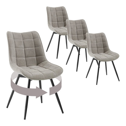 Velvet Eetkamerstoelen - Eetstoel -  Stoelen - Kuipstoelen - Eetkamerstoel - Set van 4 - 360° Draaibaar – Ergonomisch & Gestoffeerd – Lichtgrijs