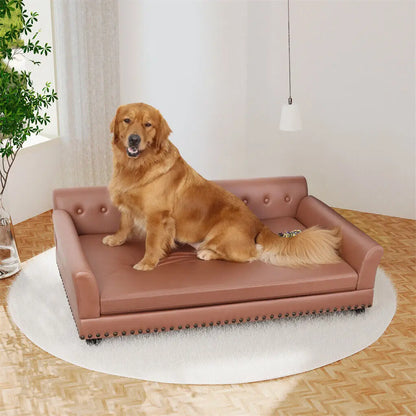 Hondenbank XL – Hondenbankje – Hondenbed – Huisdier Sofa – Dierenmeubel – Verhoogd Houten Frame – Waterafstotend Kunstleer – Extra Groot 120x74x40 cm - QUORE