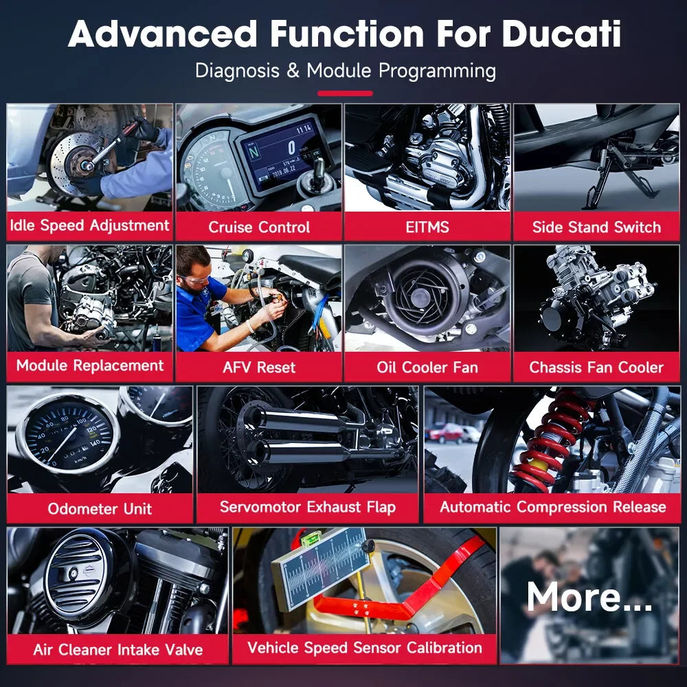 Motorfietsdiagnosetool – Foutcode Scanner – Onderhoudsapparaat – Diagnose Scanner – Ducati Diagnosetool – 5 Inch Touchscreen – WiFi Verbinding