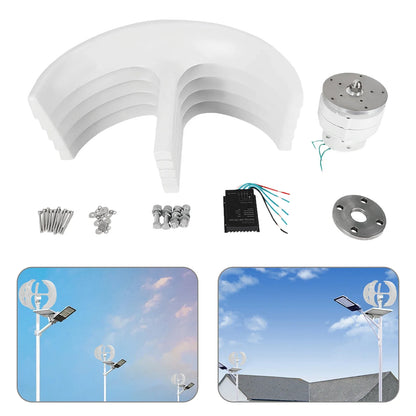 Windturbine - Windmolen - Windturbine Generator - Windenergie - Verticale As - 600W - 24V - met Magnetische Levitatie - IP67-controller - 5 Messen - Stille & Efficiënte Energieoplossing - voor Thuisgebruik en Off Grid Systemen