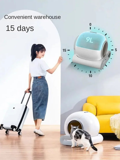 Kattenbak – Automatische Kattenbak – Zelfreinigende Kattenbak – Elektrische Kattenbak – Kattenbak met App Bediening – Volledig Afgesloten – 65L Ruimte