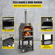 Pizzaovens - Pizzaoven Buiten - Pizzaoven Houtgestookt - Pizzarette - Pizza Maker - 12” 2-laags Pizzaoven - met 2 Afneembare Wielen