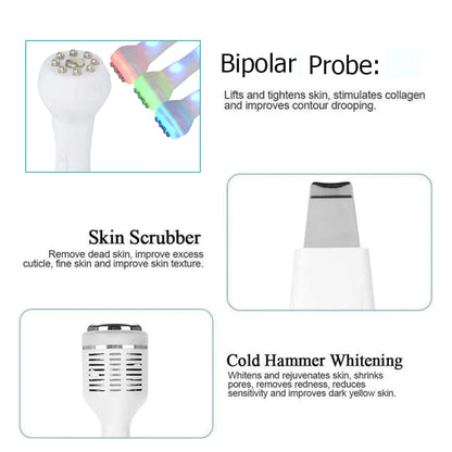 Hydro Dermabrasie Machine – Microdermabrasie Apparaat – Huidverzorging Apparaat – Gezichtsreiniging Machine – LED Lichttherapie – 6-in-1 Multifunctioneel – ABS Kunststof, EU Stekker - QUORE