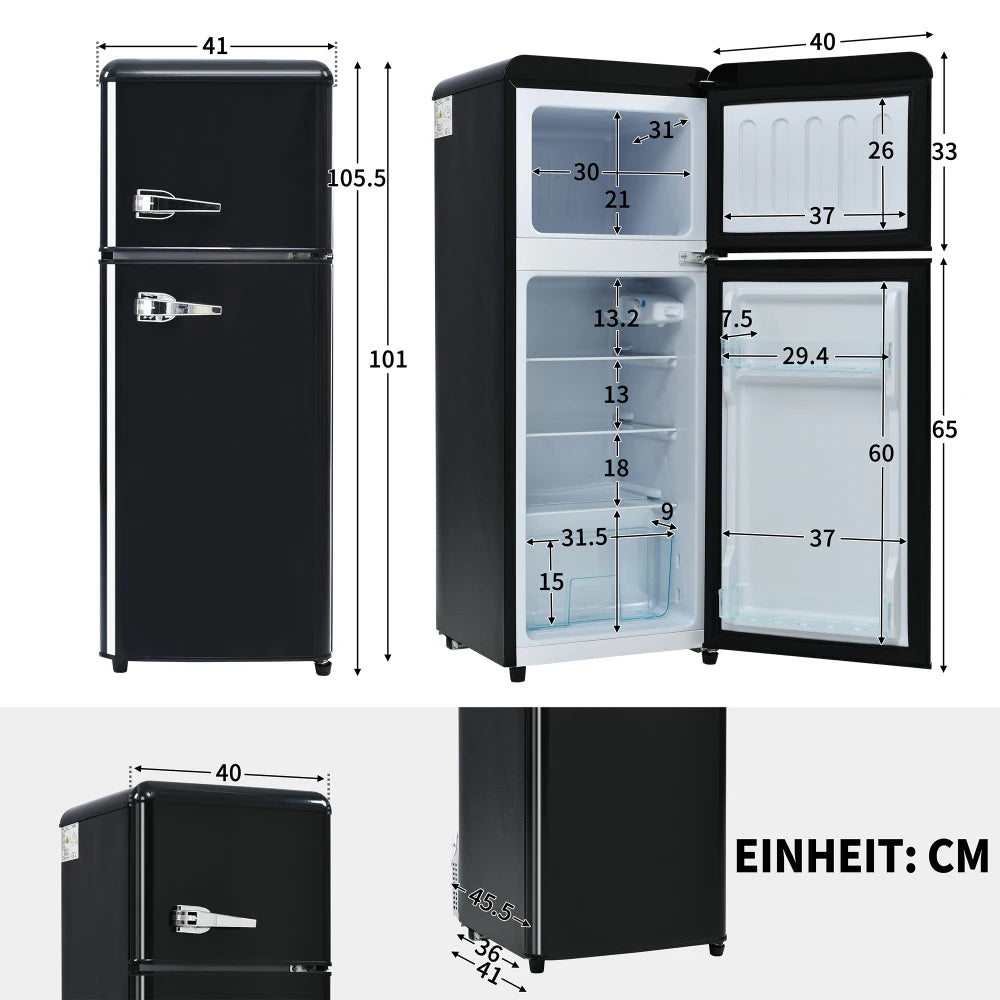 Koelkast – 2-Deurs Koel-vriescombinatie – Mini Koelkast – Tafelmodel – Energiezuinig – 92 Liter Inhoud – 7 Temperatuurstanden