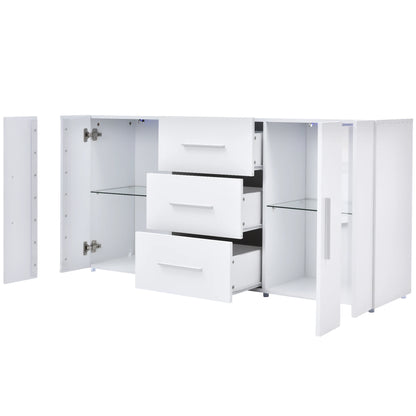 TV Sideboard Dresser Fittings Media Stand Wardrobe Storage Cabinet,LED lighting,Lowboard,with 16 Colors LED Lights for Dining