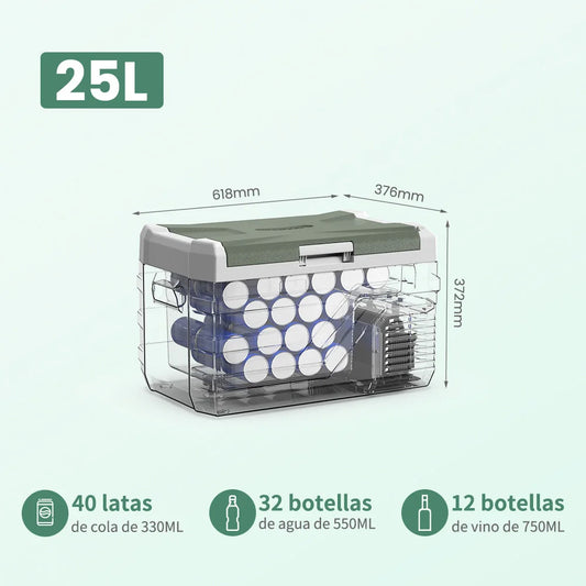 Auto Koelbox - Koelbox - Compressor Koelkast - Camping Koelkast - met Vriesfunctie - Draagbare - 12V/24V - 25L - Dual Zone - -20°C tot +10°C - 45 dB - voor Binnen - en Buitenevenementen - QUORE
