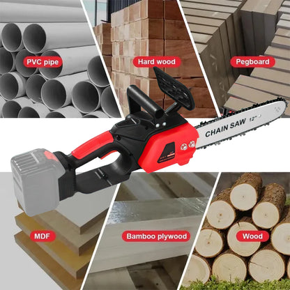 Elektrische Kettingzaag - Snoeizaag - Handzaag - Kettingzaag Accu - 12 Inch - 3500W - Borstelloze - voor Houtzagen - Snoeien - en Tuinonderhoud - 1 Accu