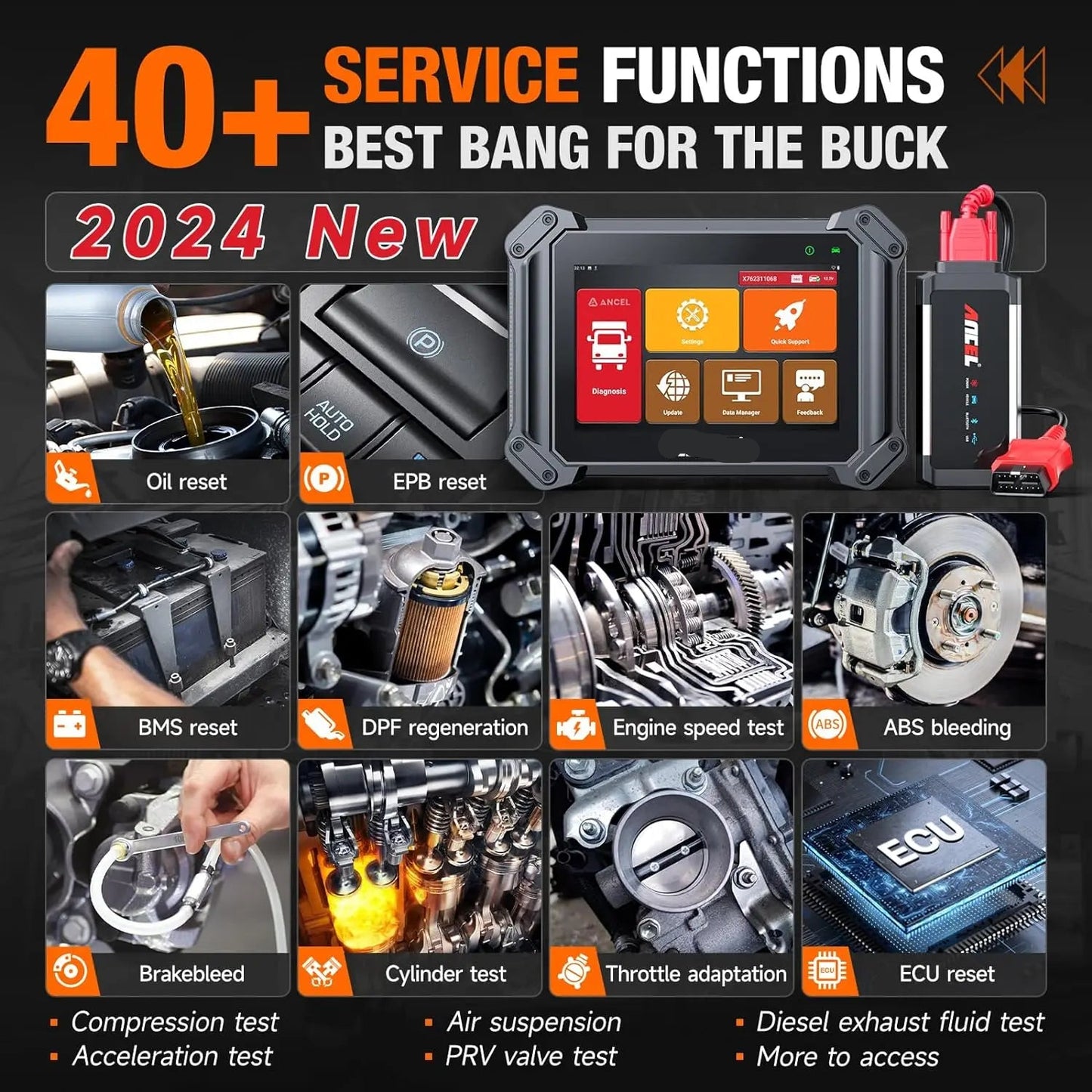 Diagnose Tool Zware Dieselvoertuigen – Truck Scanner – OBD Scanner – Diagnoseapparaat – Onderhoudsreset – 8-Inch Touchscreen – Bluetooth Connectivity