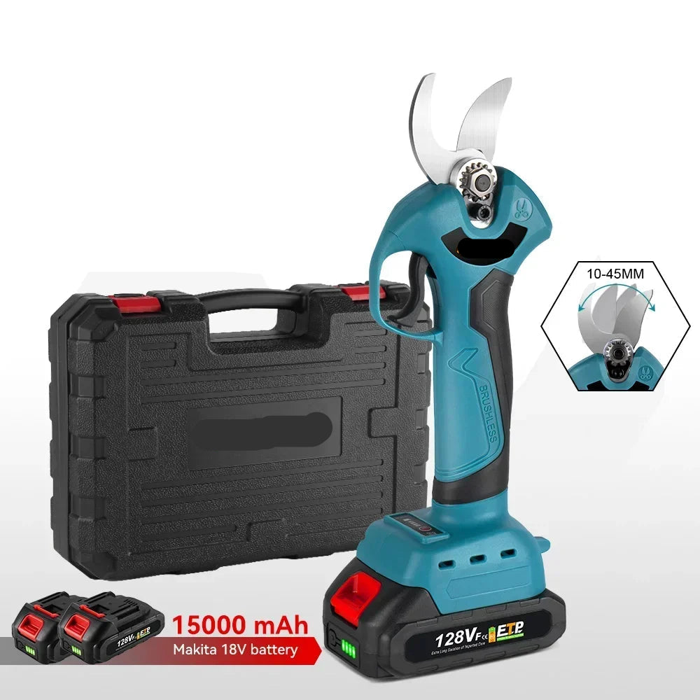 Elektrische Snoeischaar - Heggenschaar - Takkenschaar - Draadloos - Tuin Snoei Schaar - 500W - 4 Snelheden – Voor 21V/18V Accu – Inclusief 2 Accu en EU Stekker – Ideaal voor Bomen, Fruitbomen en Bonsai