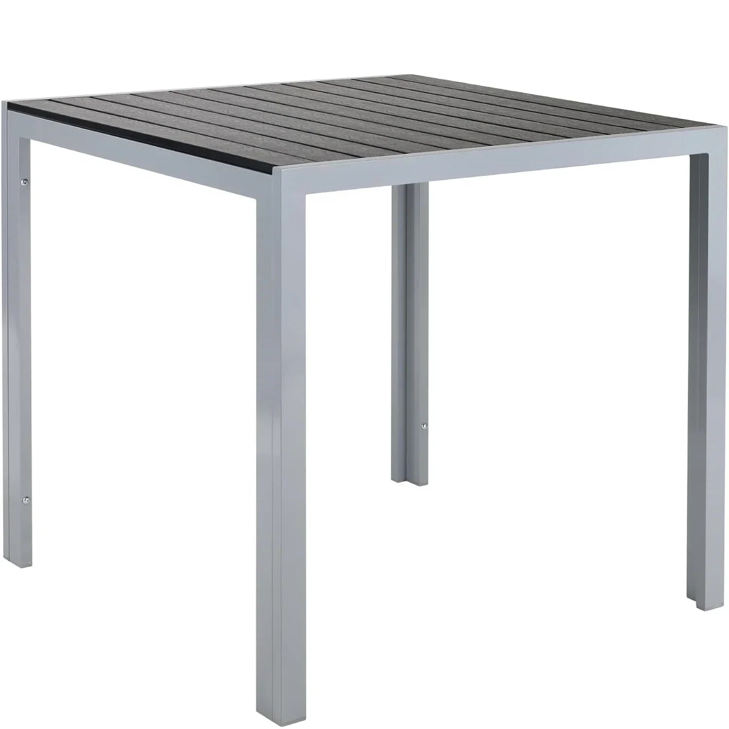 Tuintafel Aluminium – Gartentisch – Bistrotafel – Balkon Tafel – Terrastafel – Weerbestendig Aluminium Frame – Zwart WPC Tafelblad 75x75x72 cm - QUORE
