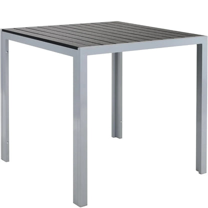 Tuintafel Aluminium – Gartentisch – Bistrotafel – Balkon Tafel – Terrastafel – Weerbestendig Aluminium Frame – Zwart WPC Tafelblad 75x75x72 cm - QUORE