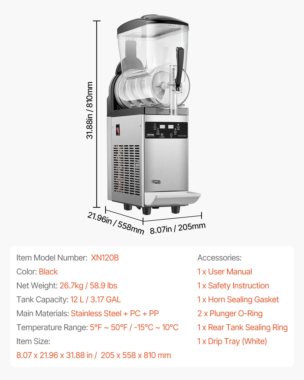 Slushy Machine – Slushmachine – IJsmachine – Frozen Drink Maker – Dubbele Tanks 1x12L – Instelbare Temperatuur