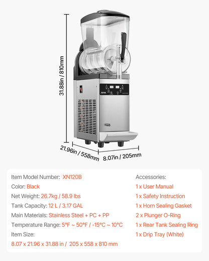 Slushy Machine – Slushmachine – IJsmachine – Frozen Drink Maker – Dubbele Tanks 1x12L – Instelbare Temperatuur