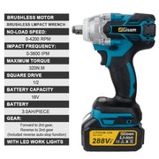 Impact Wrench - Electric Impact Wrench - Battery Impact Wrench - Impact Driver - 320N.M Brushless Electric Impact Wrench -with 2 18V Battery Set