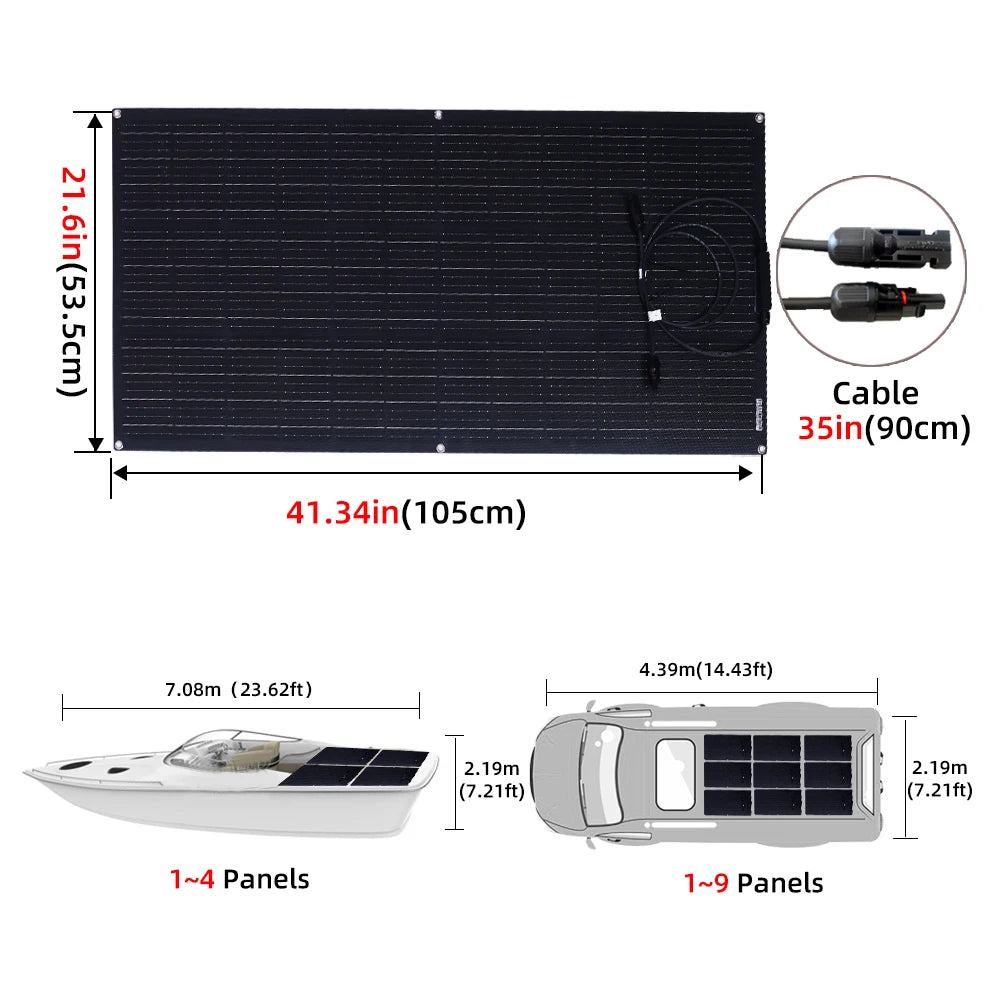 Hoge Kwaliteit Flexibele Zonnepaneel - Voor Thuis Camper en Camping - Zonnepaneel Opvouwbaar - 330W - Zwart - QUORE