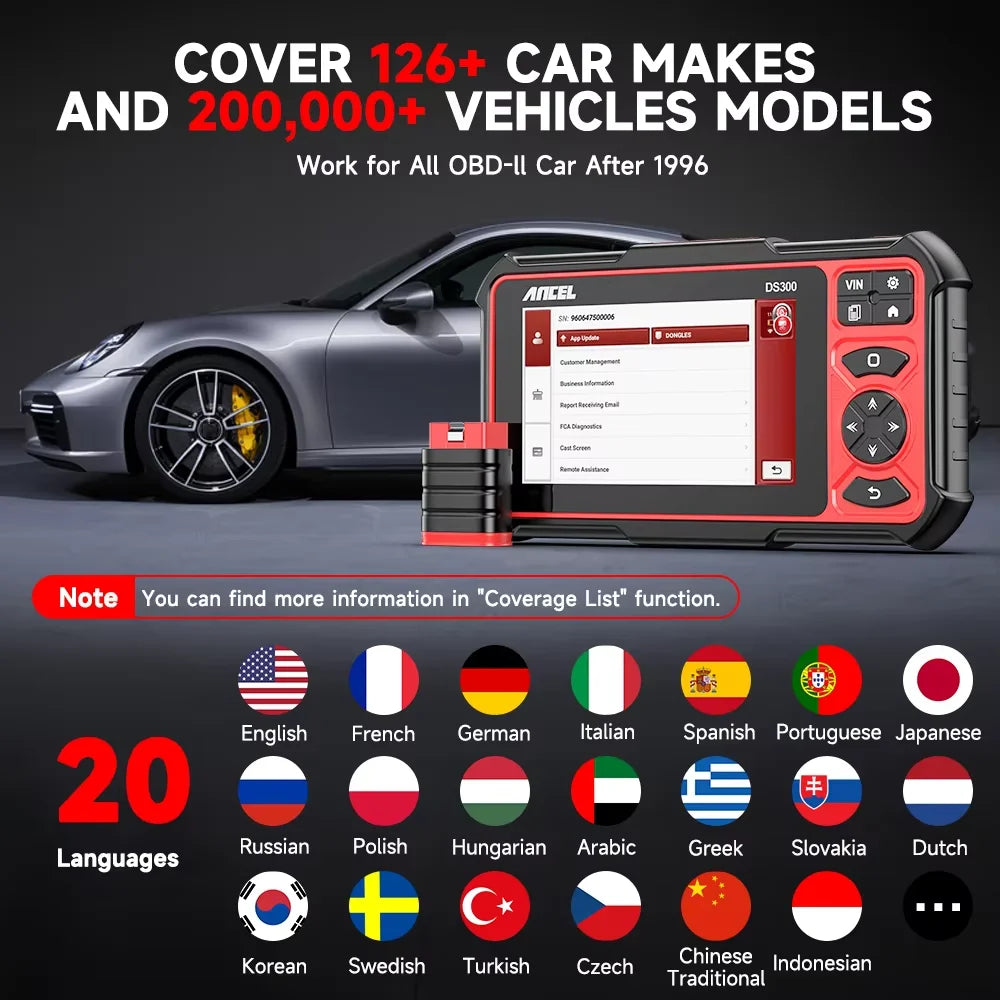 OBD2 Scanner – Diagnosetool – Foutcode Lezer – Autosleutel Programmer – ECU Codering – Bi-directionele Besturing – 28 Resetfuncties