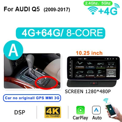 Draadloze CarPlay Autoradio – Multimedia Systeem – GPS Navigatie – Touchscreen Stereo – Android 14 – 10,25 of 12,3 Inch Display – 4G LTE & WiFi Connectivity