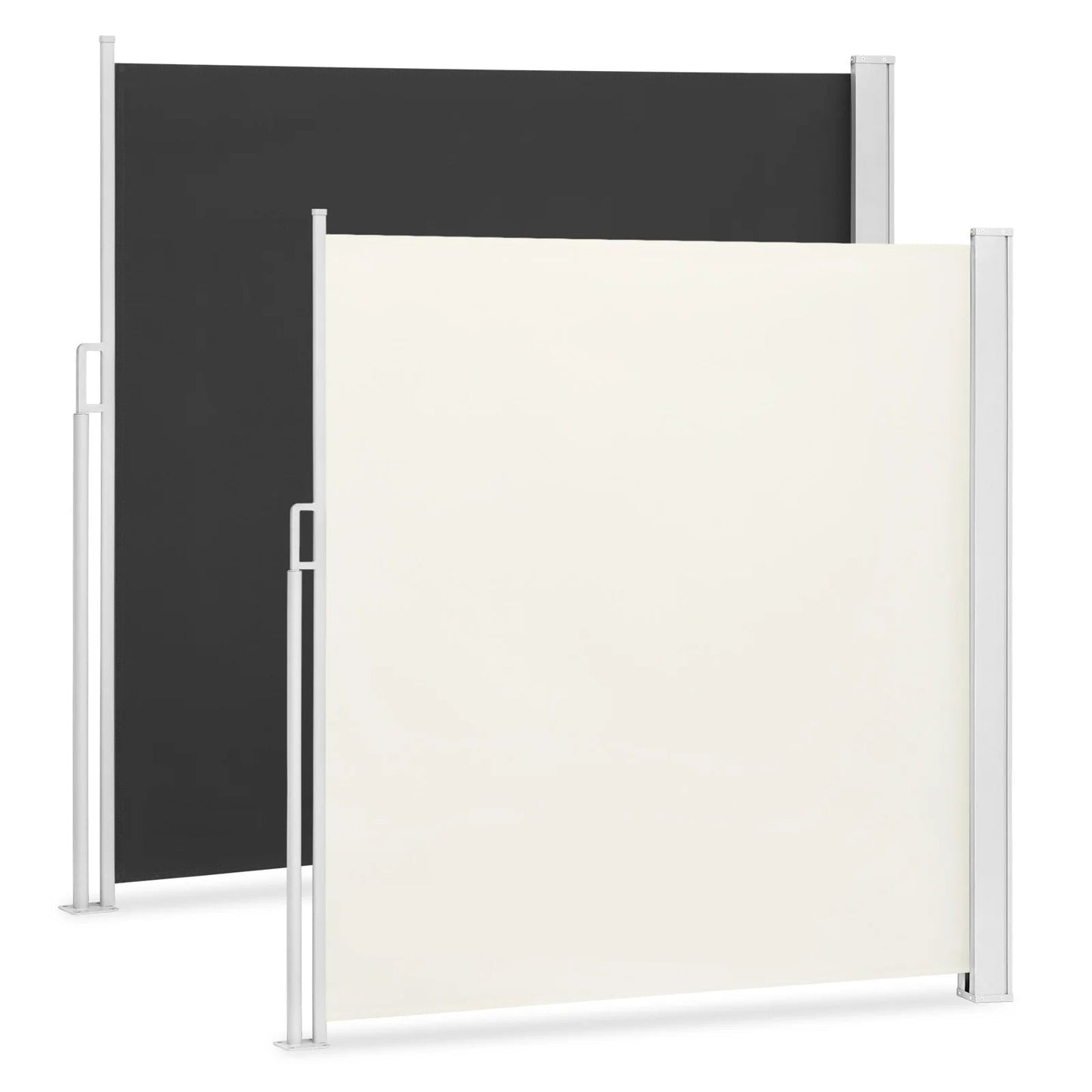 Windscherm - Tuinscherm - Uitschuifbare Zijluifel - Balkonscherm - 160x350cm - Waterdicht & Zon- en Windbescherming - Balkon & Terras – Crème - QUORE