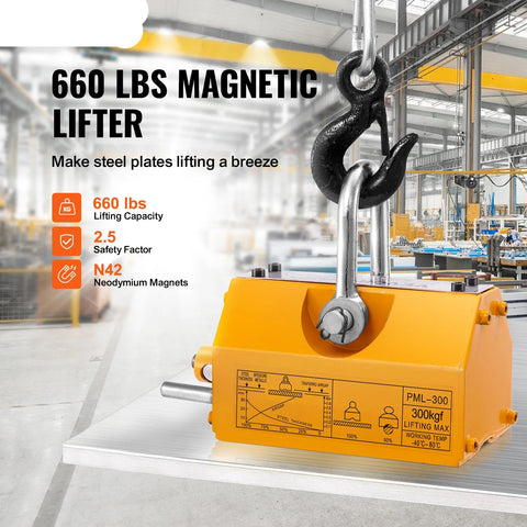 Magnetische Lifter - Hef Gereedschap - Lier - 600 Kg - Permanente Magnetische Lifter - 2,5 Veiligheidsfactor Neodymium & Stalen Hefmagneet Hefmagneten