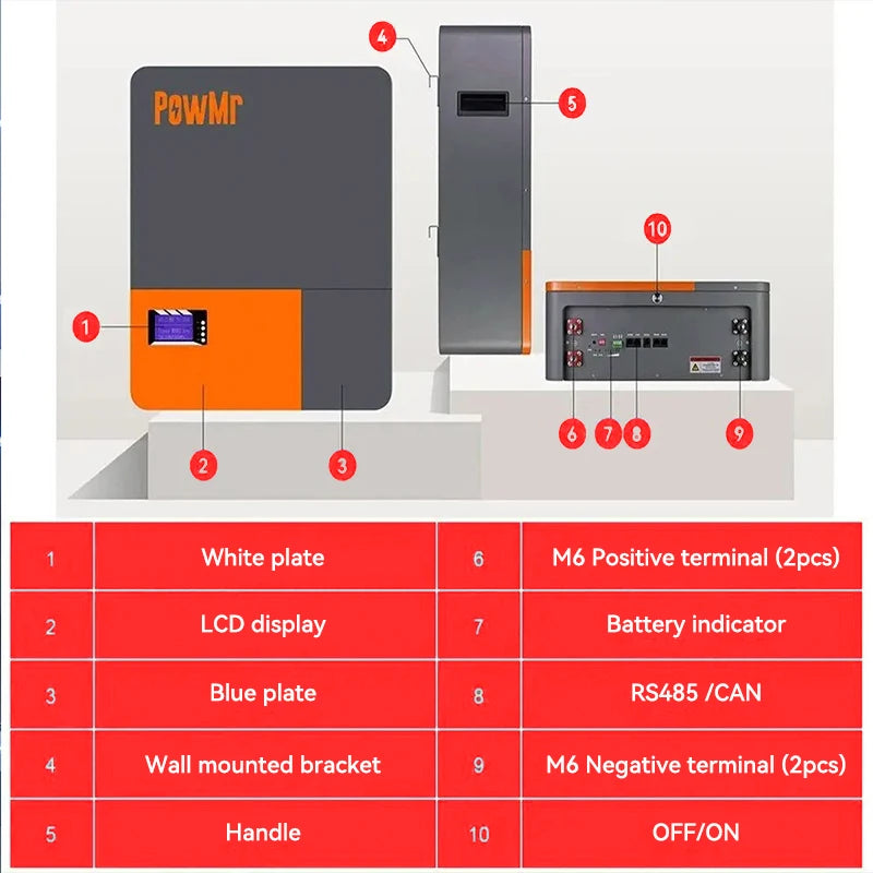 Zonne-omvormer – Solar Omvormer – Hybride Omvormer – Off-Grid Inverter – Pure Sinusgolf Uitgang – 6200W 48V – 100A MPPT Laadregelaar – Geïntegreerde Beveiligingskast - QUORE