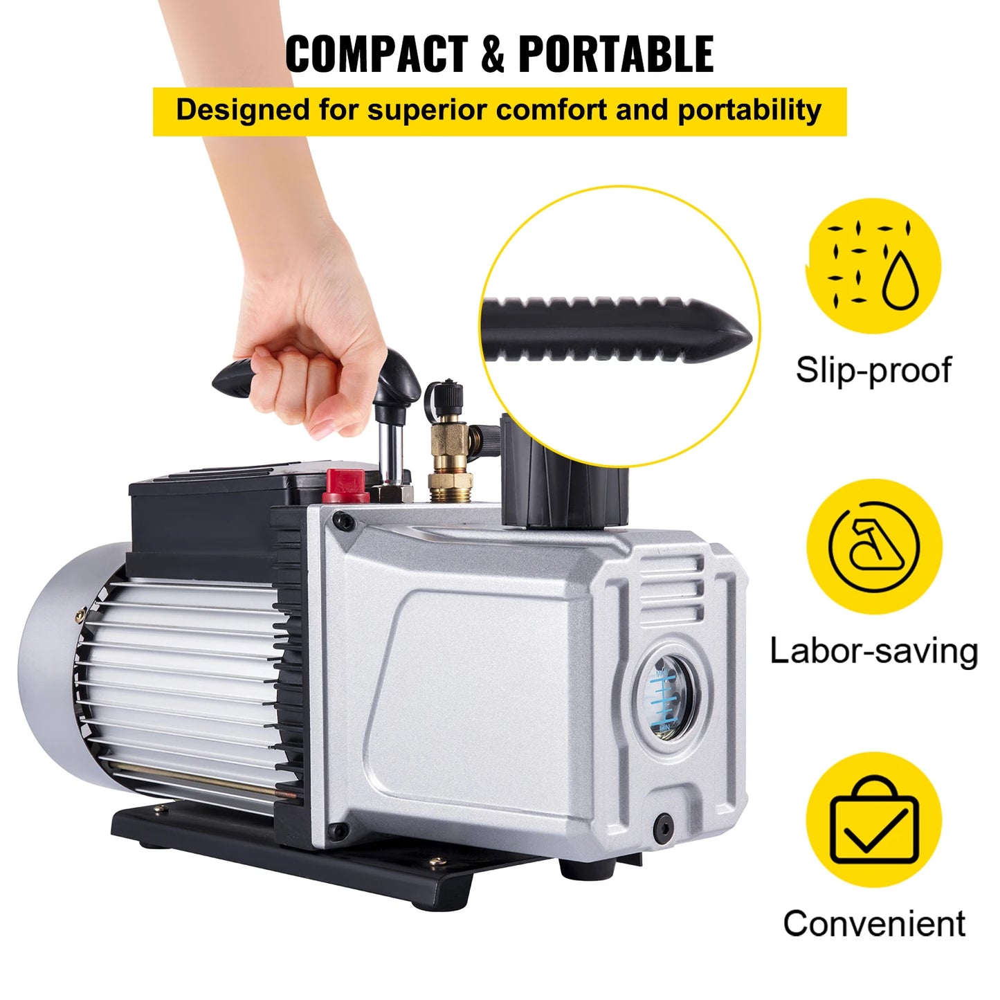 SucceBuy Vacuum pump 12CFM 1HP One Stage Air Conditioning Vacuum Pump Vacuum Refrigerant HVAC Air Tool for Vacuum Evacuation Use