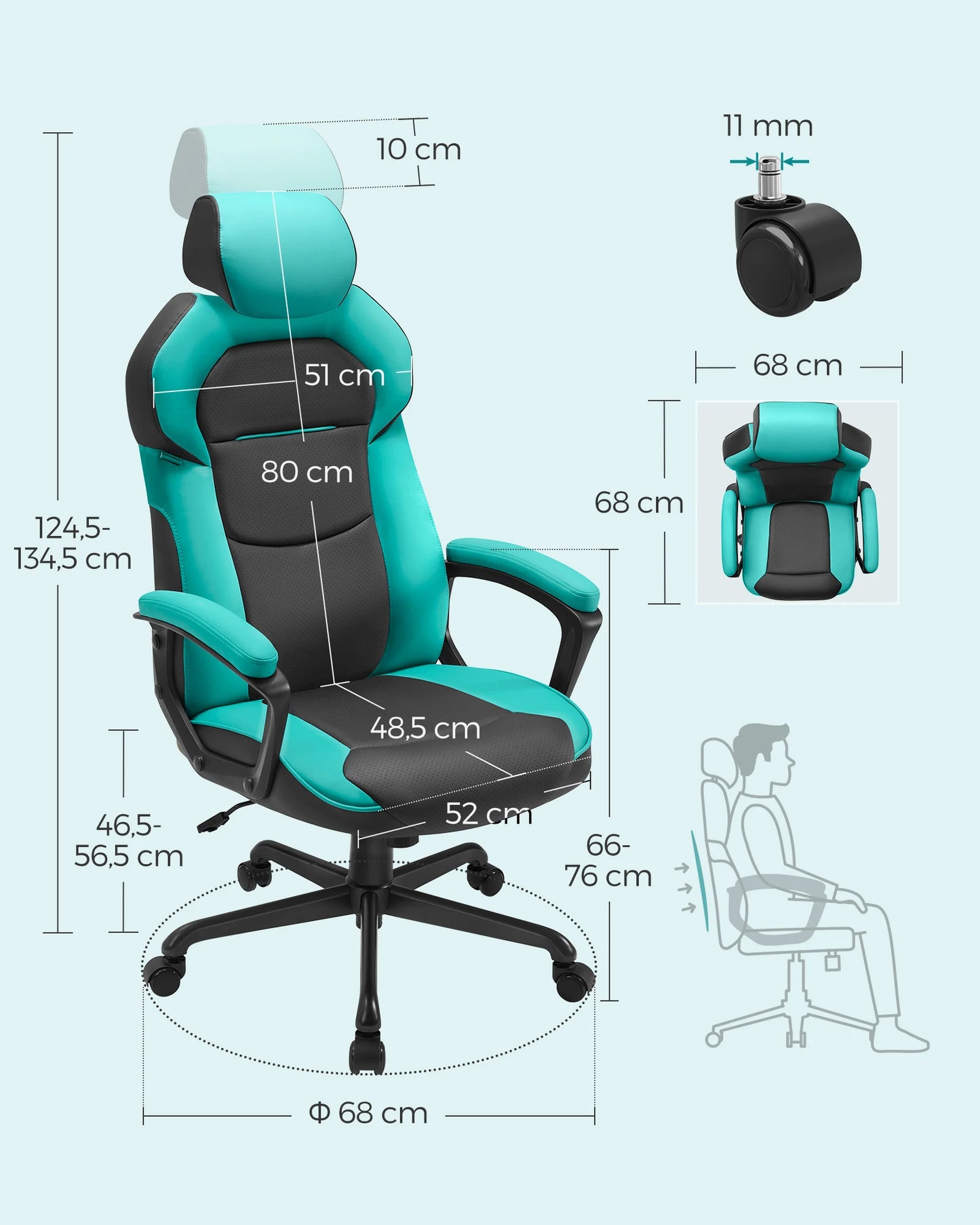Bureaustoel – Ergonomische Stoel – Comfortabele Bureaustoel – Verstelbare Werkstoel – Ademend Materiaal – Gewatteerde Armleuningen