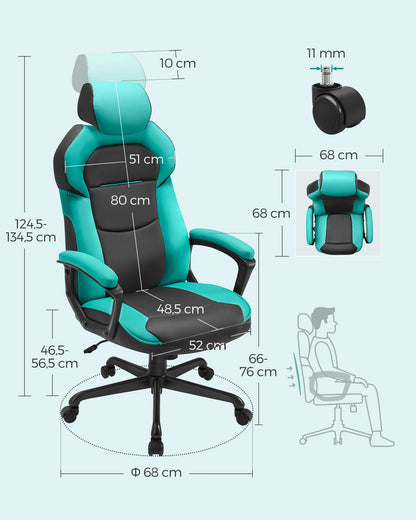 Bureaustoel – Ergonomische Stoel – Comfortabele Bureaustoel – Verstelbare Werkstoel – Ademend Materiaal – Gewatteerde Armleuningen