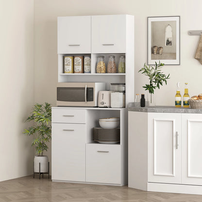 Keukenkast – Buffetkast – Opbergkast – Keukenmeubel – Magnetronkast – Wit MDF – Softclose Deuren – Verstelbare Planken - Wit