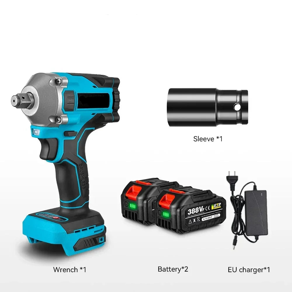 Slagmoersleutel - Slagschroevendraaier - Slagmoermachine - Elektrische - Brushless - 1000Nm - 20V - 1/2 Inch - Slagmoersleutelset - Borstelloos, Snoerloos - Inclusief 2x Accu