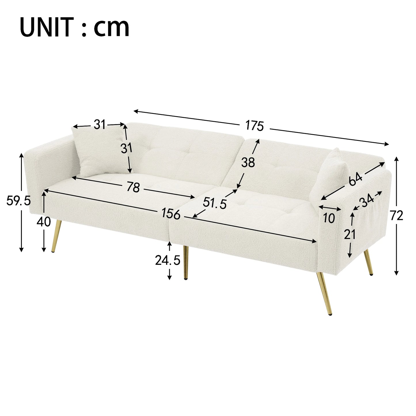 Sofa Bed – Bankbed – Slaapbank – Omlaatbaar Meubel – Scandinavisch Design – Verstelbare Rugleuning – Velours Bekleding