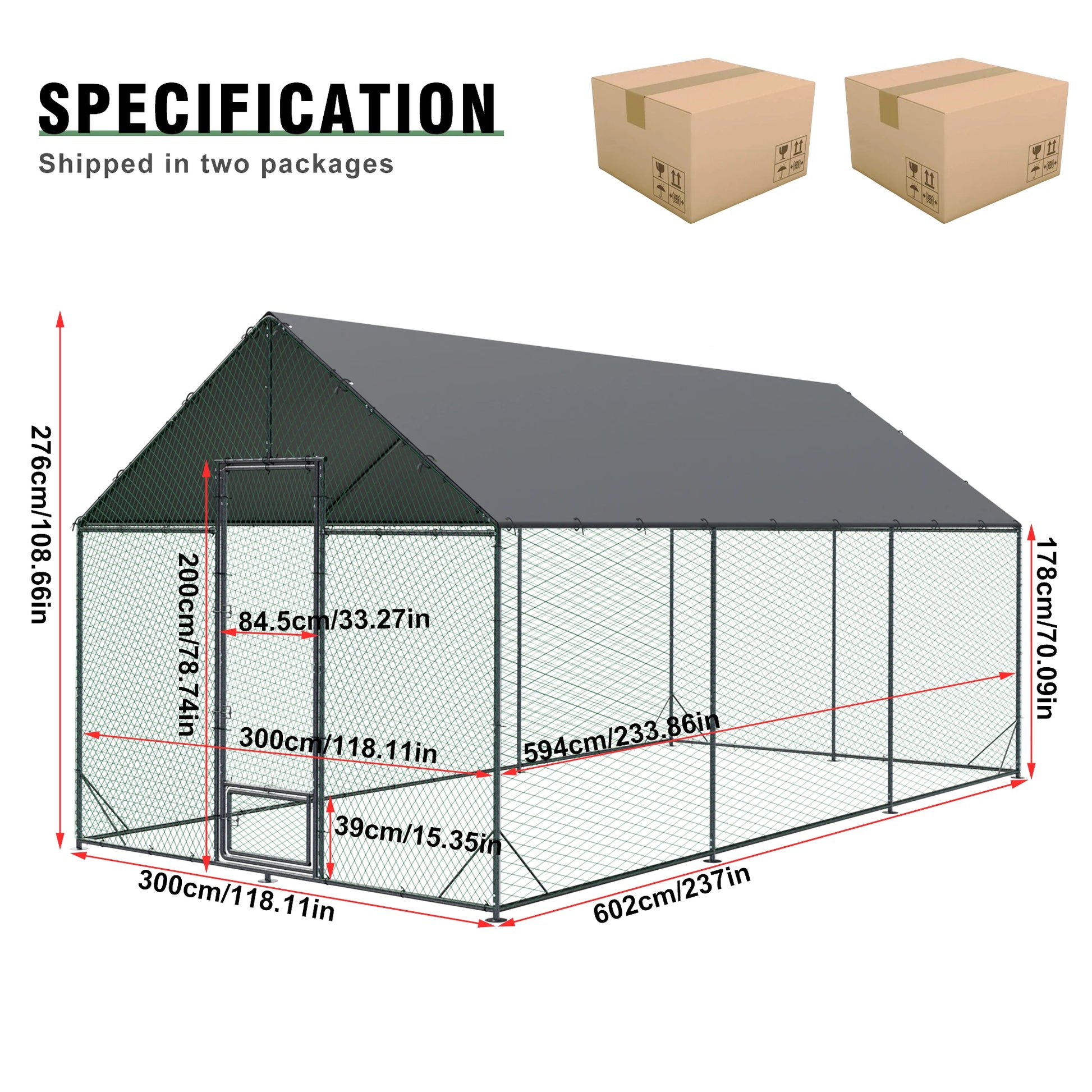 Kippenren – Pluimveerattractie – Vogelsafdekking – Buitenren – Verhoogde Toegang – UV-Bestendig Doek – Duurzaam Materiaal - 2XL - QUORE