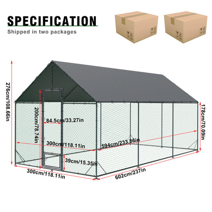 Kippenren – Pluimveerattractie – Vogelsafdekking – Buitenren – Verhoogde Toegang – UV-Bestendig Doek – Duurzaam Materiaal - 2XL - QUORE