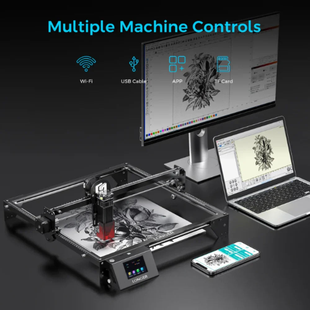Lasergraveermachine – Laser Cutter – Graveermachine – Snijmachine – 10W Laservermogen – Groot Werkoppervlak 40x40 cm – Wifi & Touchscreen