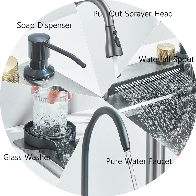 Keukenspoelbak - met Kraan - Spoelbak - Keuken Gootsteen - RVS - 60X45cm - Wasbak Keuken - Zeepdispenser - Bekerreiniger - Zilver