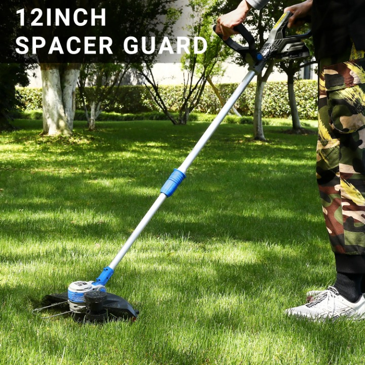 Accu Grastrimmer - Grasmaaier - Bosmaaier - Hoogte Verstelbaar - met Maaiaccessoires - Lange Levensduur - Voor Gazons - Tuinen - Weiden - 20V - 30cm Snijbreedte - Blauw