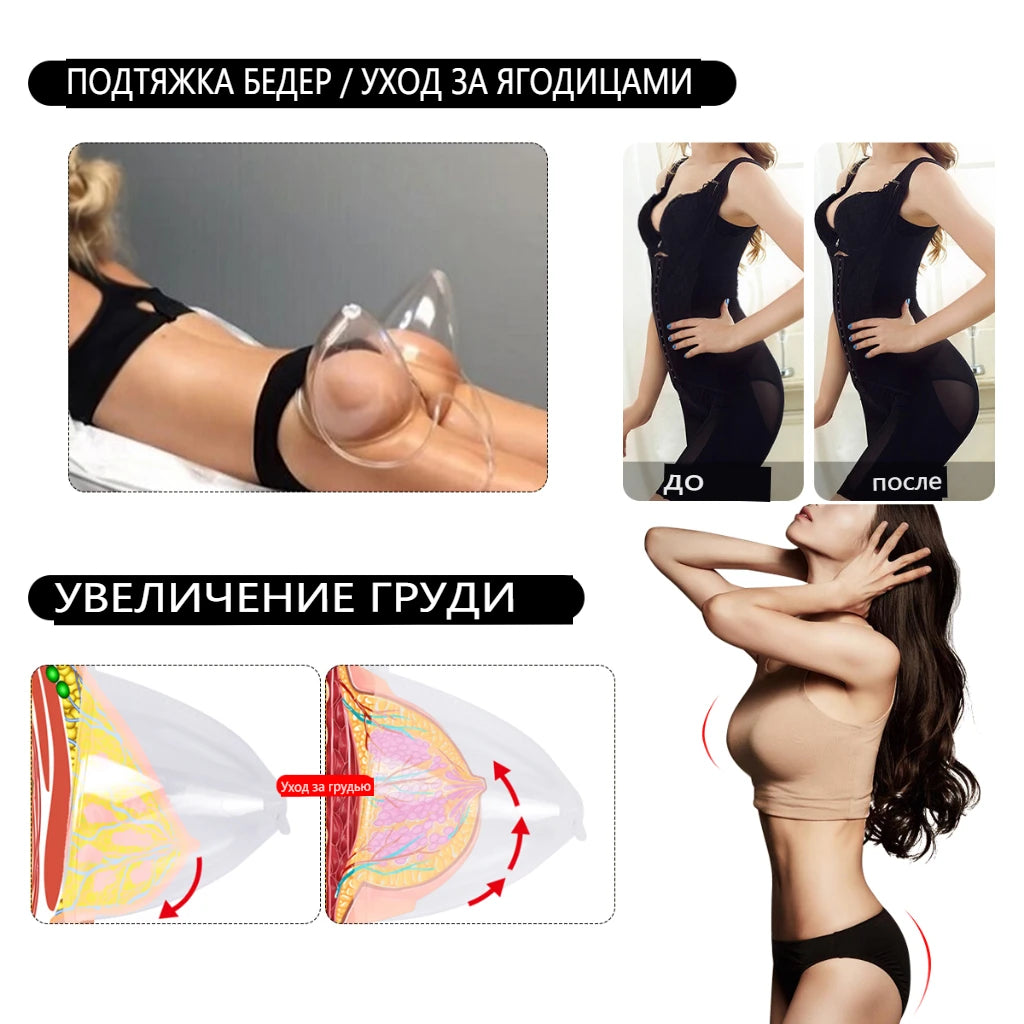 Vacuüm Massagemachine – Vacuümtherapie Apparaat – Cellulitis Massager – Huidverstevigingsapparaat – Lichaamsmassageapparaat – CE-Gecertificeerd – Multifunctionele Ventousekoppen