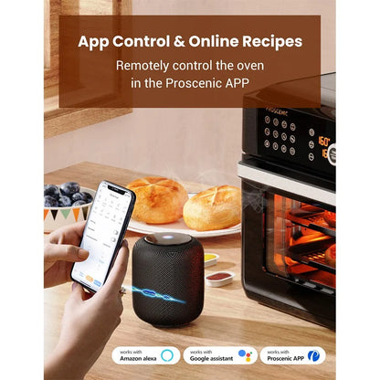 Airfryer oven - Hetelucht Friteuse - Air Fryer - 15L - Grote Inhoud - 12-in-1 - 1700W - App Bediening - 360° Luchtcirculatie - Touch Screen - Turbo Functie