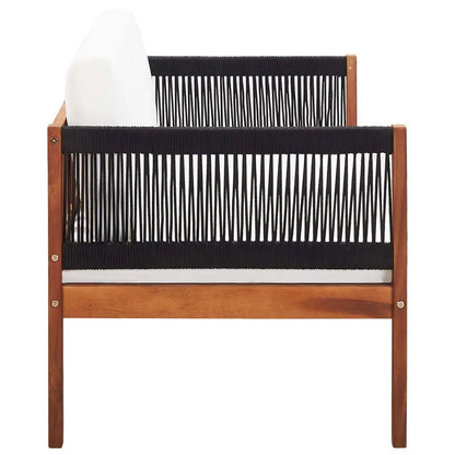 Tuinbank – Buitenbank – Zitbank – Acaciahout – Weerbestendig – Comfortabele Kussens - 122 x 65 x 60 cm - Hout & Zwart