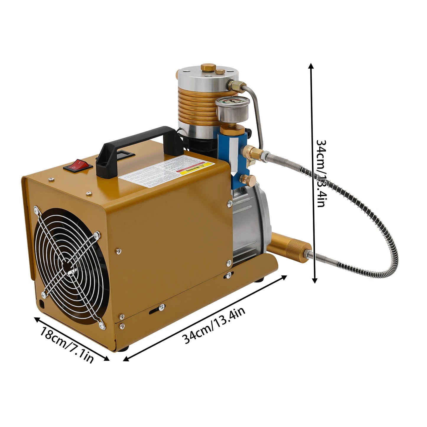 Hoge Druk Luchtpomp – Luchtcompressor – Compressor – Oppompapparaat – Luchtpomp – 1.8 kW Motor – 300 Bar Druk