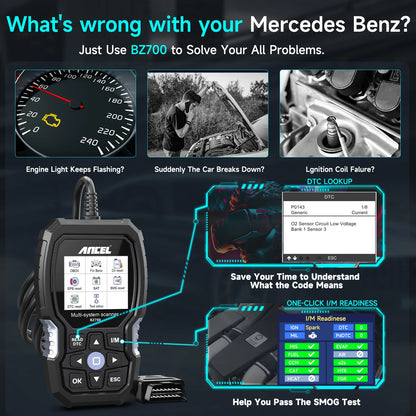 OBD2-Scanner – Diagnoseapparaat – Foutcode Uitlezer – Auto Diagnosetool – Mercedes-Benz – Volledige Systeemdiagnose – Live Data Uitlezing