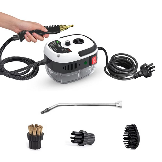 Handstoomreiniger - Stoomreiniger - Tapijtreiniger - Stoomreinigers - Stoomapparaat - Vloerreiniger - Autoreiniger - Draagbare Handstoomreiniger Schoonmaak - 2500W - 220V - Inclusief 3 Opzetborstels - Wit