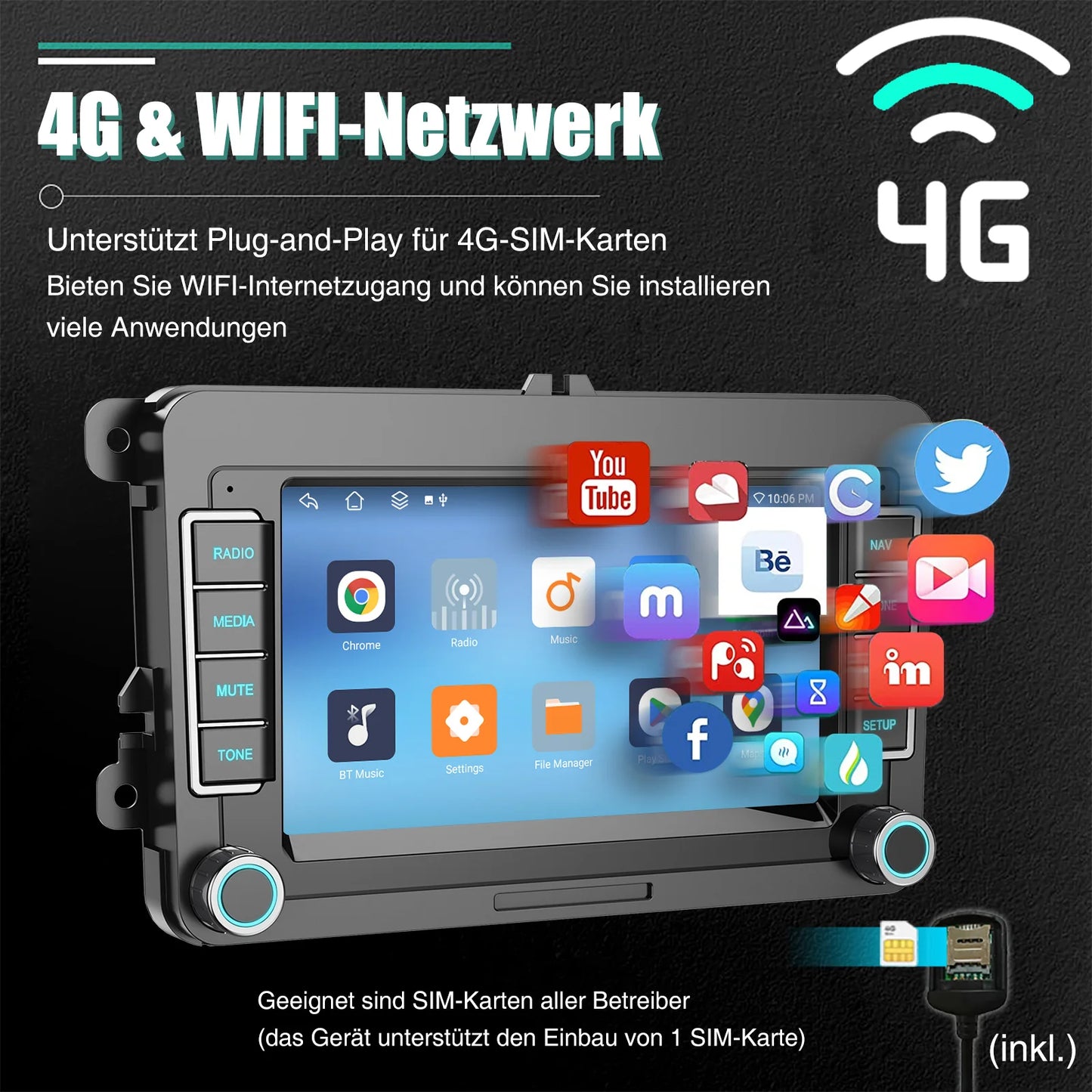 ESSGOO Android 14 6G 128G Carplay Car Radio For Volkswagen Passat b6 b7 golf 5 6 Polo Jetta Skoda Multimedia Player GPS WiFi RDS
