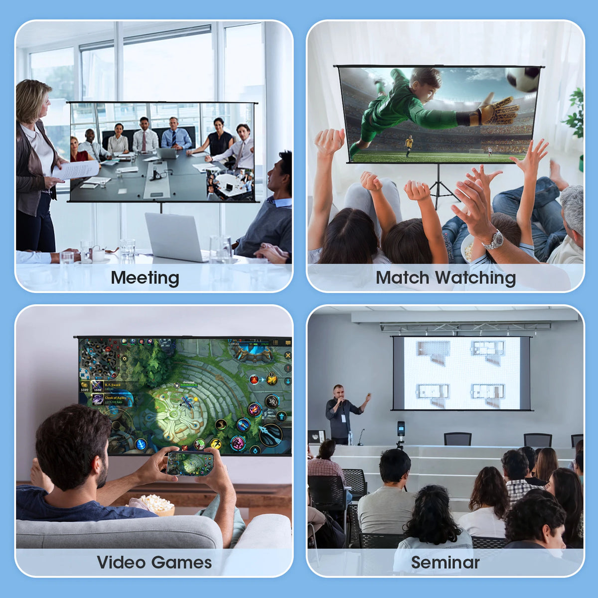 Beamer Scherm - Projector Screen - Projector Scherm - Projector Doek - Projector Scherm voor Beamer - Home Cinema Thuisbioscoop - Draagbare Beamer - 100in - 16:9 - QUORE