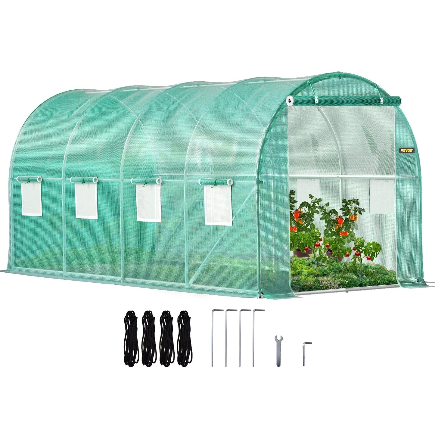 Tuinkas - Broeikas - Tunnelkas met PE Waterdichte Hoes - 12x7x7 ft - Gegalvaniseerd Staal - Groen - Draagbaar - Kas - Serre - Kweekkas - Foliekas - Groentekas - Tomatenkas